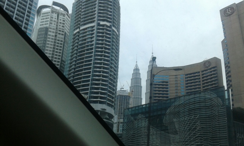 The KL Twin Towers in the background.